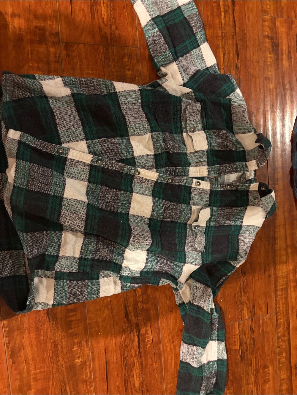 Natural Reflections Green Black and White Plaid Button-Front Shirt Jacket